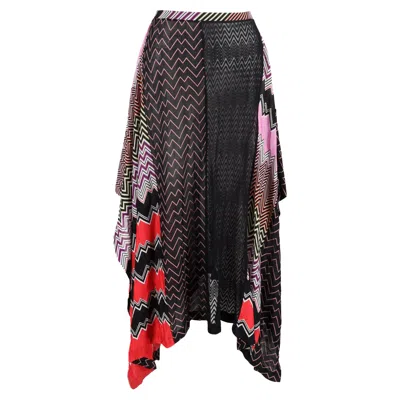 Missoni Crochet Knit Midi Skirt In Multicolor Silk In Multi