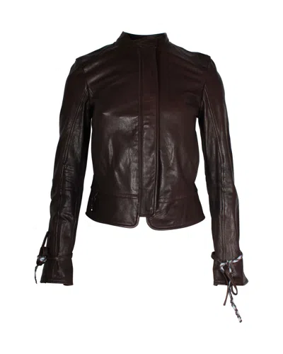 Hugo Boss Boss Jacket With Braided Details In Brown Leather In Brown