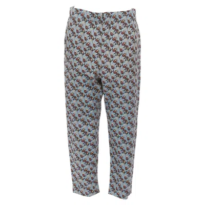 Marni Silk Floral Drop Crotch Casual Cropped Pants In Red
