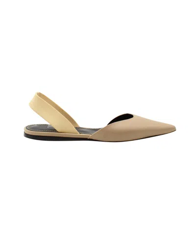 Proenza Schouler Slingback Pointed Flats In Beige Leather In Beige