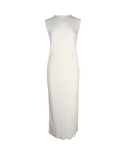 Anine Bing Melanie Pleated Shift Midi Dress In Cream Polyester In White
