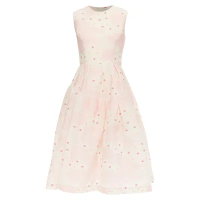 Simone Rocha Kimono Silk Cotton Blend Floral Cloque Midi Dress In Pink
