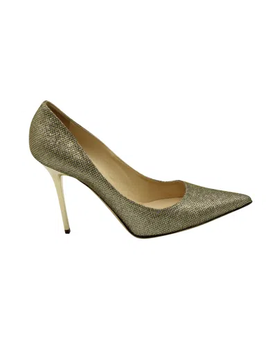 Jimmy Choo Glitter Abel Pointed Toe Pumps In Metallic Gold Lamè In Gold