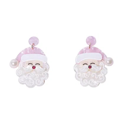 Posh Women's Jolly Santa Statement Earrings In Pink In Pink
