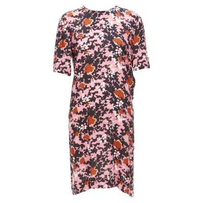 Marni Abstract Splash Print Button Slit Side Dress In Pink