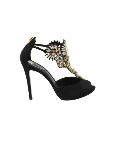René Caovilla Rene Caovilla Crystal-embellished High Heel Sandals In Black Suede In Black