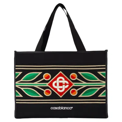 Casablanca Paris Embroidered Knit Shopper Bag - Casablanca - Knit - Black In Black