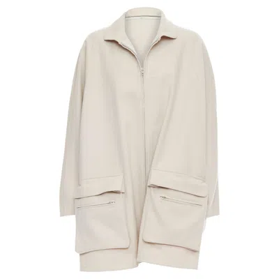 Yohji Yamamoto Wooly Pocketed Zip Up Boxy Coat In Grey