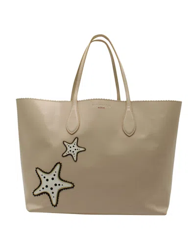 Rochas Tote Bag In Beige Leather In Beige