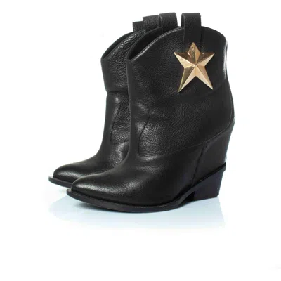 Giuseppe Zanotti Hidden Platform Wedge Star Boots In Black
