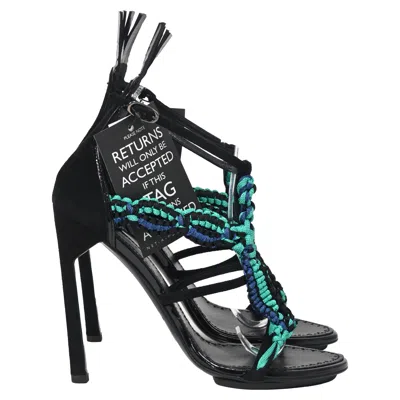 Proenza Schouler Braided Ankle Strap High Heel Sandals In Multicolor Suede In Multi