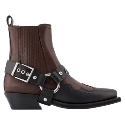 Ganni Chelsea Western Boots In Black