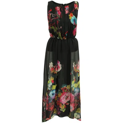 Alice And Olivia Alice + Olivia Aron Floral-print Maxi Dress In Black Polyester In Black
