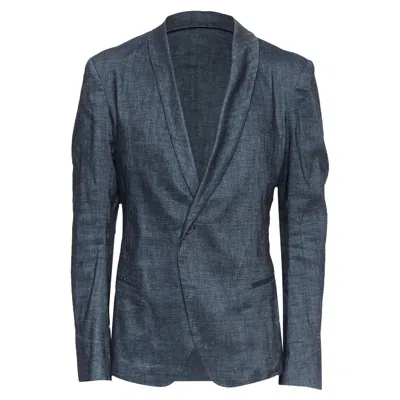 Haider Ackermann Runway Linen Cotton Shawl Blazer Jacket In Blue