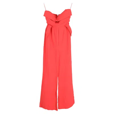 Elie Saab Strapless Cady Bustier Jumpsuit In Red Viscose In Red