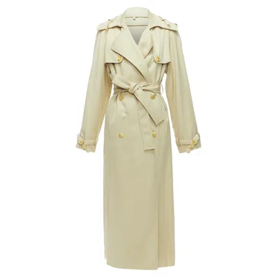 Gabriela Hearst Merino Wool Silk Trimmed Pleats Trench Coat In Beige