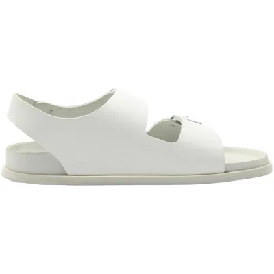 Birkenstock Arizona Double Buckle Slide Sandals In White Leather In White
