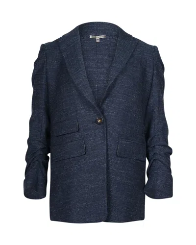 Veronica Beard Martel Dickey Herringbone Blazer In Blue Virgin Wool In Blue
