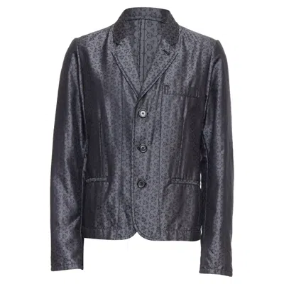 Ann Demeulemeester Silk Blend Geometric Floral Brocade Blazer In Grey