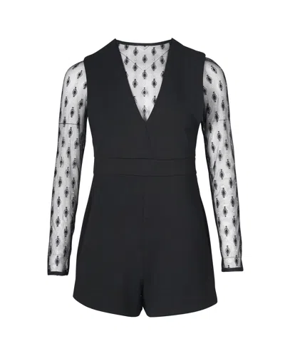 Maje Istoria Lace Romper Playsuit In Black Polyester In Black