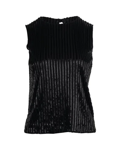 Diane Von Furstenberg Beaded Sleeveless Top In Black Cotton In Black