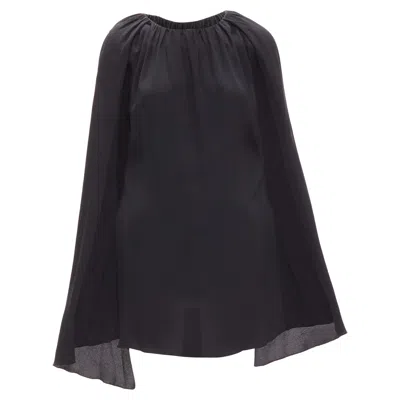 Marni Acetate Silk Cape Sleeve Crew Neck Mini Dress In Black
