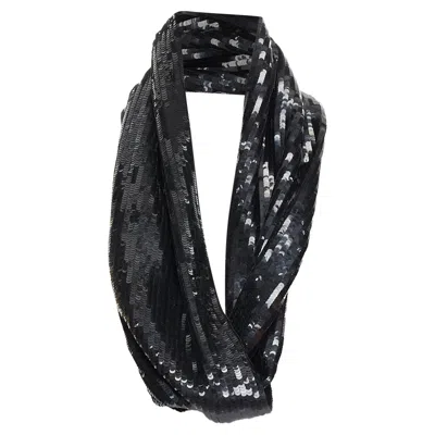 Monse Silk Sequinned Wrap Around Infinity Circle Scarf In Black