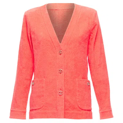 Pre-owned Chanel Towel Terry Cloth Cc Logo Blazer Jacket In Pink