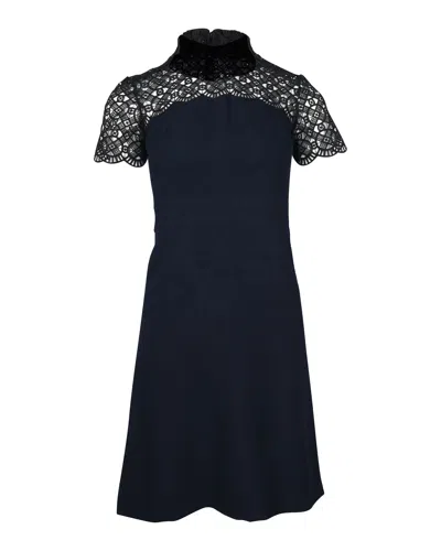 Sandro Beria Dress In Navy Blue Polyester In Blue