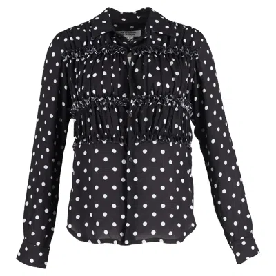 Comme Des Garçons Polka Dot Bow Button Down Blouse In Black