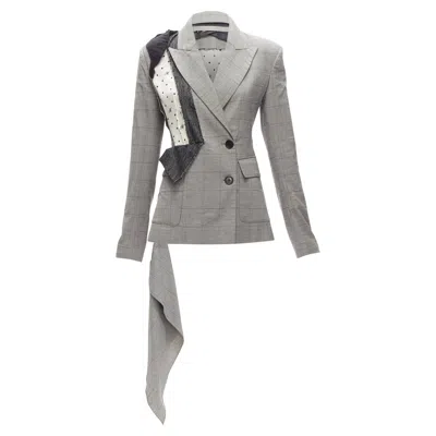 Monse Wool Cotton Deconstructed Draped Asymmetric Blazer Jacket In Grey