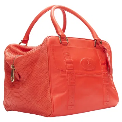 MULBERRY SHADOW MAISIE CLIPPER EMBOSSED LEATHER SCALED TRAVEL SATCHEL BAG 