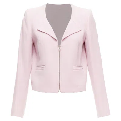 CARVEN VIRGIN WOOL SPREAD LAPEL ZIP FRONT CROPPED BLAZER 