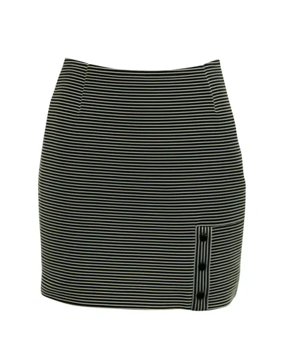 Mugler Striped Pencil Skirt In Black And White Polyamide In Multi