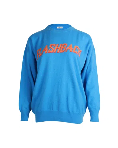 Sandro Flashback Print Sweater Top In Blue Cashmere In Blue