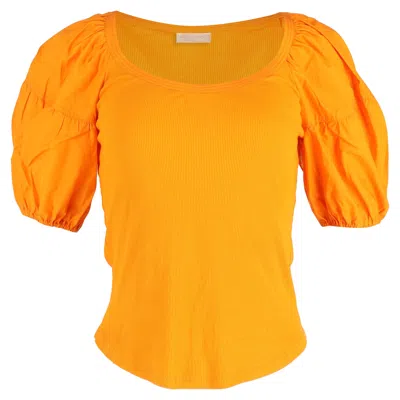Ulla Johnson Scoop Neck Short Sleeve T-shirt In Orange Cotton In Orange