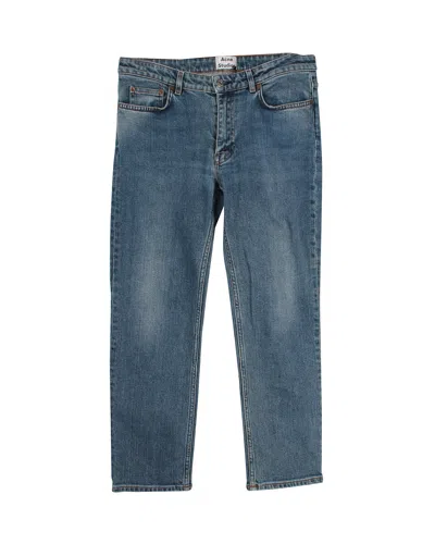 Acne Studios Row Straight Cut Jeans In Blue Cotton Denim In Blue