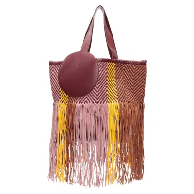 Roksanda Eider Calfskin Leather Woven Fringe Large Bag In Multi