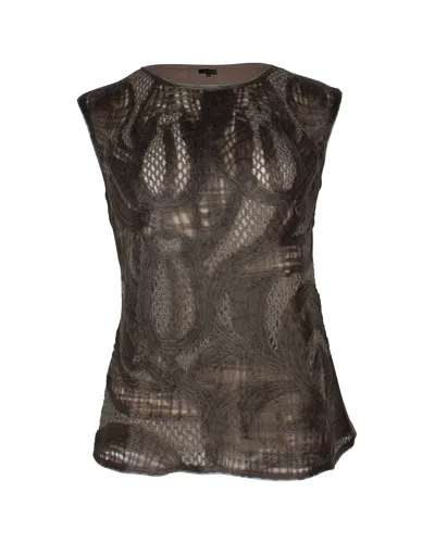 Escada Sleeveless Printed Top In Brown Wool In Brown