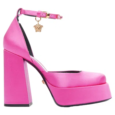 Shop Versace Aevitas 120 Pink Paradise Satin Crystal Medusa Platform