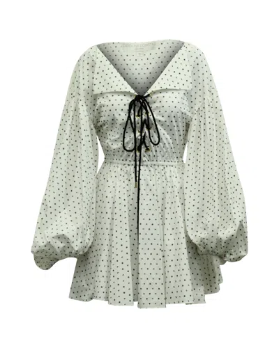 Caroline Constas Olympia Printed Mini Dress In White Cotton In White
