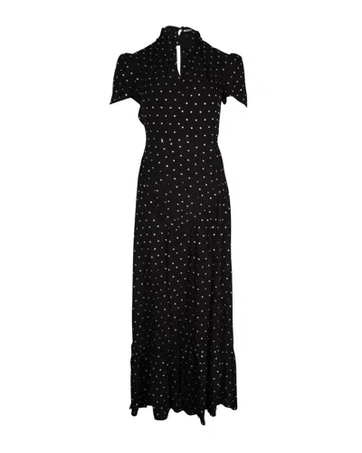 Self-portrait Diamante Crystal Embellished Midi Dress In Black Viscose In Black