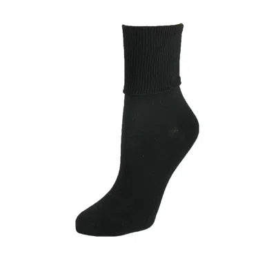 Jefferies Socks Women's Plus Size Cotton Turn Cuff Sock In Black