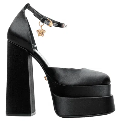 Versace Aevitas Patent Crystal Medusa Platform In Black