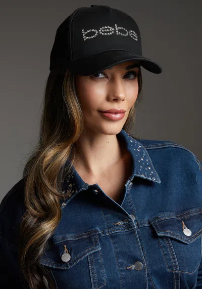 Bebe Logo Hat Embellished With Crystals By Swarovski In Black
