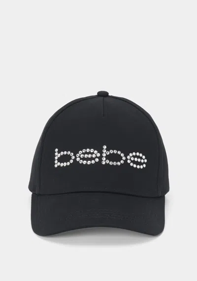 Bebe Logo Hat Embellished With Crystals By Swarovski In Black