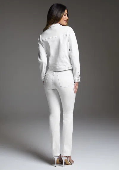 Bebe Slim Jean Embellished With Crystals By Swarovski In White