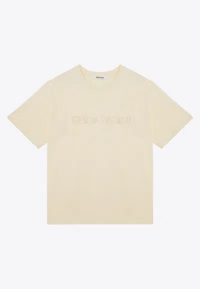 Wales Bonner Embroidered Logo Crewneck T-shirt In Yellow
