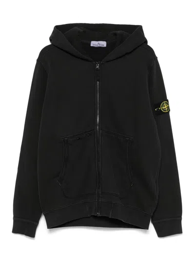 Stone Island Sweatshirt With Compass Application In Black