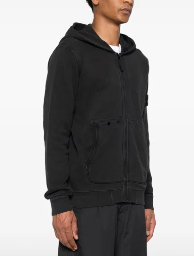 Stone Island Sweatshirt With Compass Application In Black